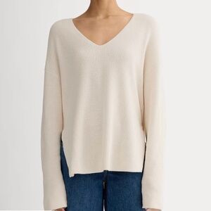 Everlane Women’s Sweater Lightweight Cotton Slouchy V-Neck Sweater Size L NEW